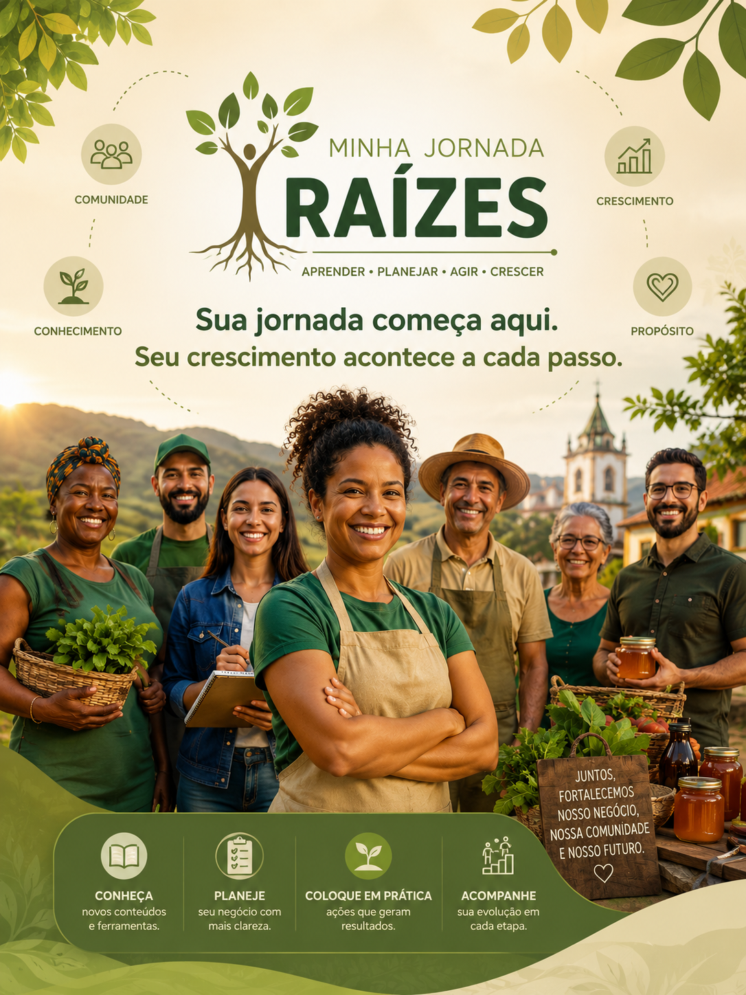 Minha Jornada Raízes — Sua jornada começa aqui. Seu crescimento acontece a cada passo.